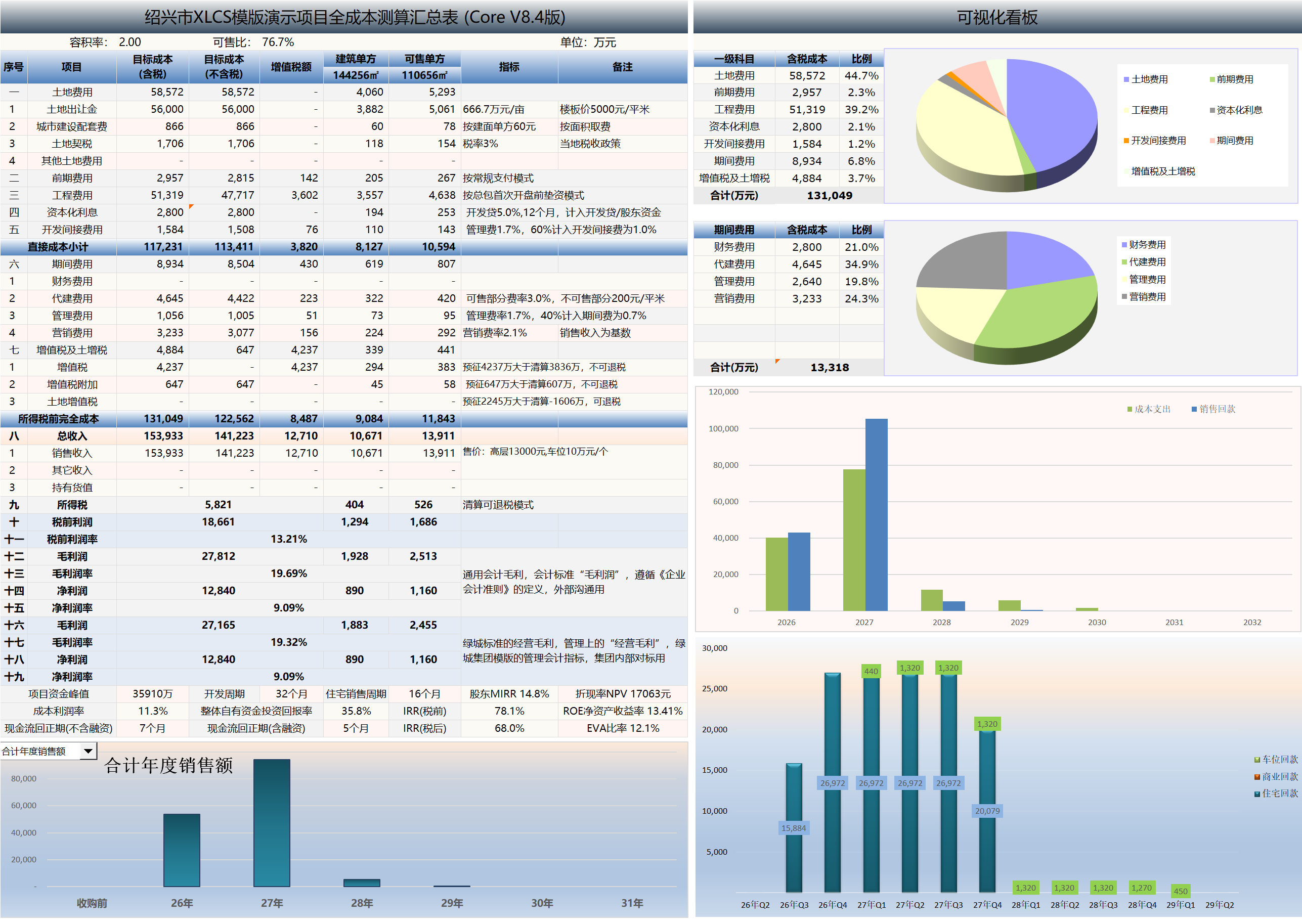 XLCS 西绿项目全成本测算核心版预览